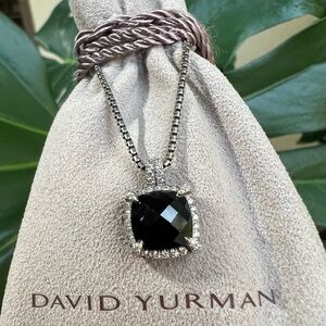 ❤️ David Yurman Chatelaine Pave Bezel Pendant Necklace